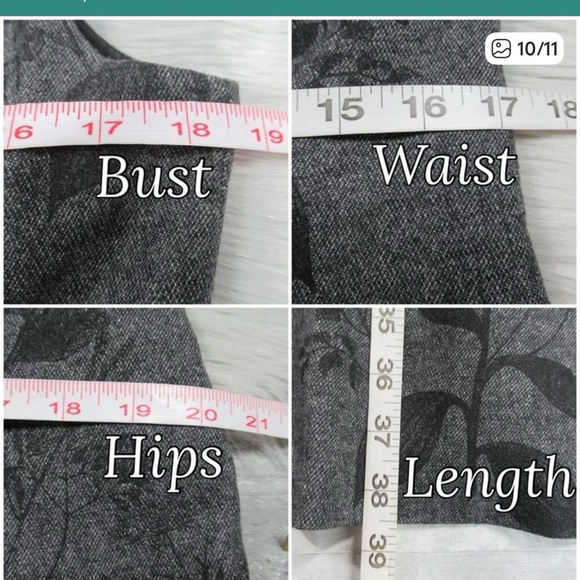 BANANAS REPUBLIC Gray Floral Sleeveless V-Neck Fit Flare Dress Women’s Size 12 - Picture 7 of 8